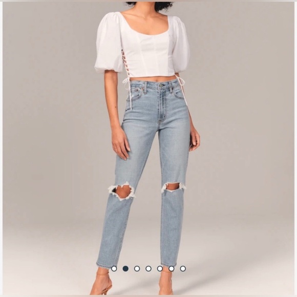 Abercrombie & Fitch Denim - Abercrombie & Fitch High Rise Mom Jean - Light Destroy